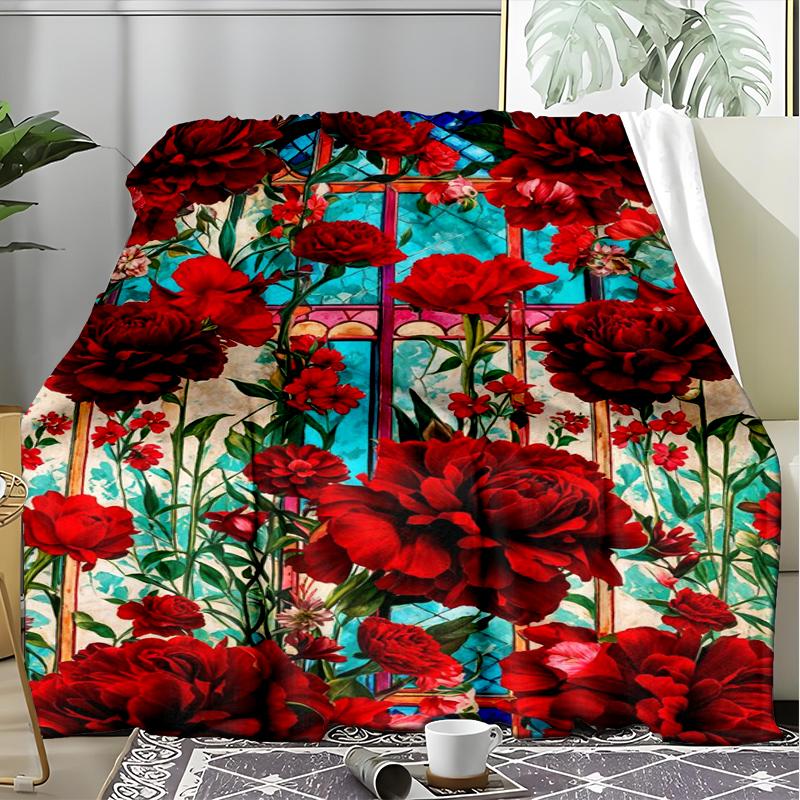 Roses Blanket Personalized Name Flannel Blanket Soft Cozy Plush Throw for Sofa Bed Lightweight Home Décor