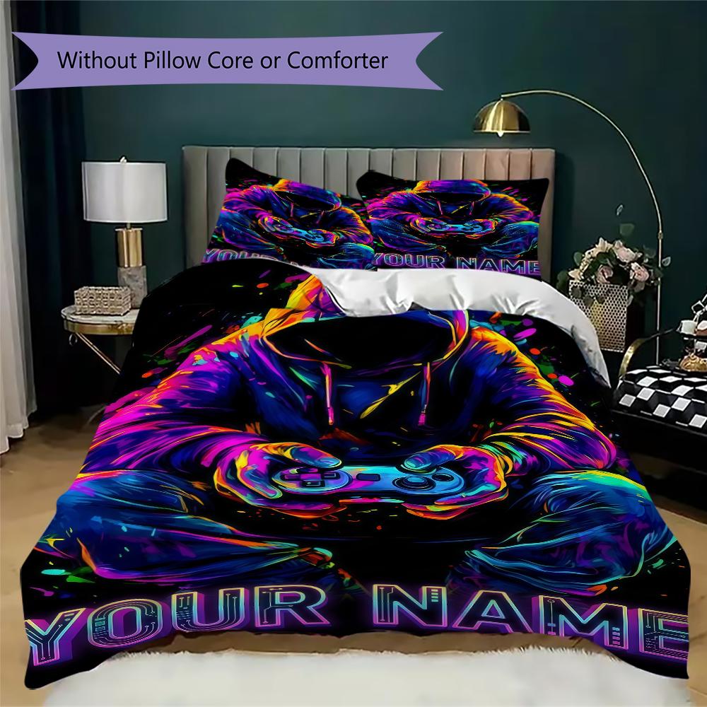 Custom Name Skull Warrior Artwork Bedding,Quilt Set Quilt Cover Pillowcase Home Birthday Gift(1 * Duvet Cover + 2 * Pillowcase, Without Core)_lx