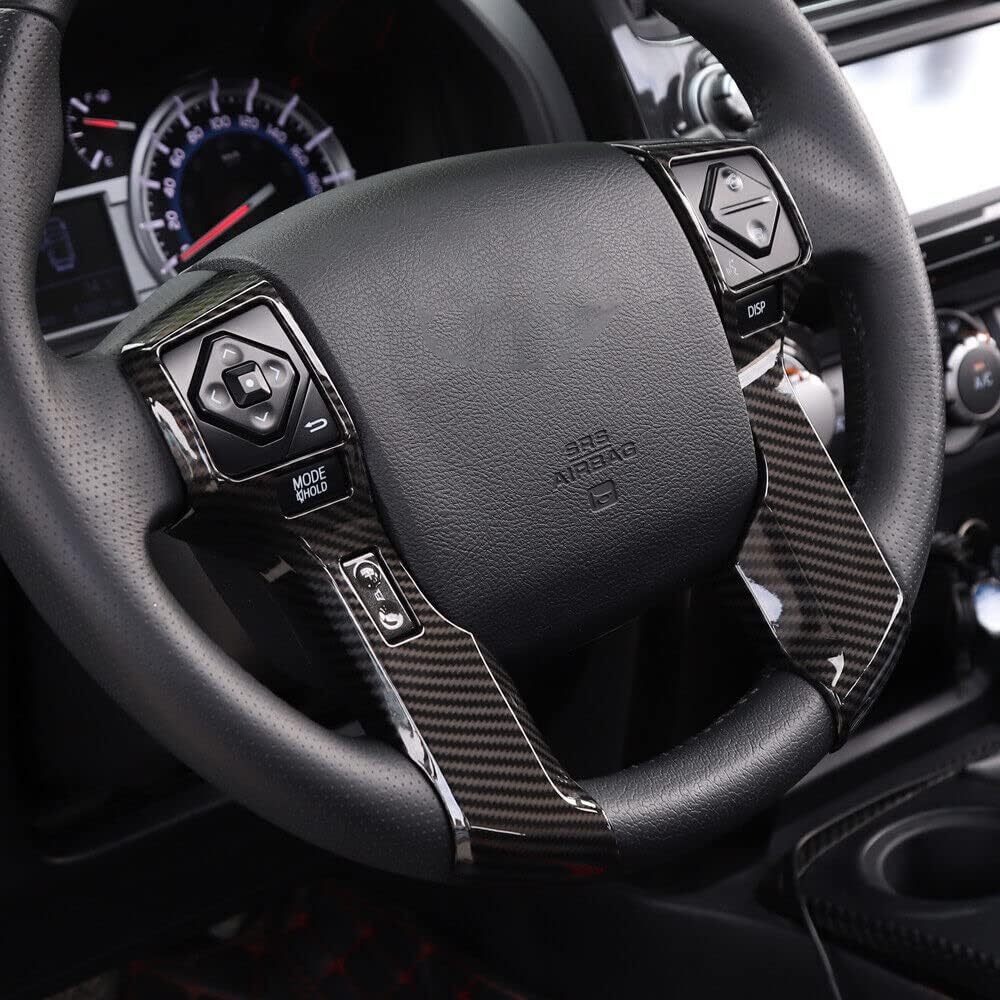 Voodonala for 4runner Steering Wheel Cover Decoration Trim fit Toyota 4runner SUV 2010-2019(Carbon Fiber Grain)