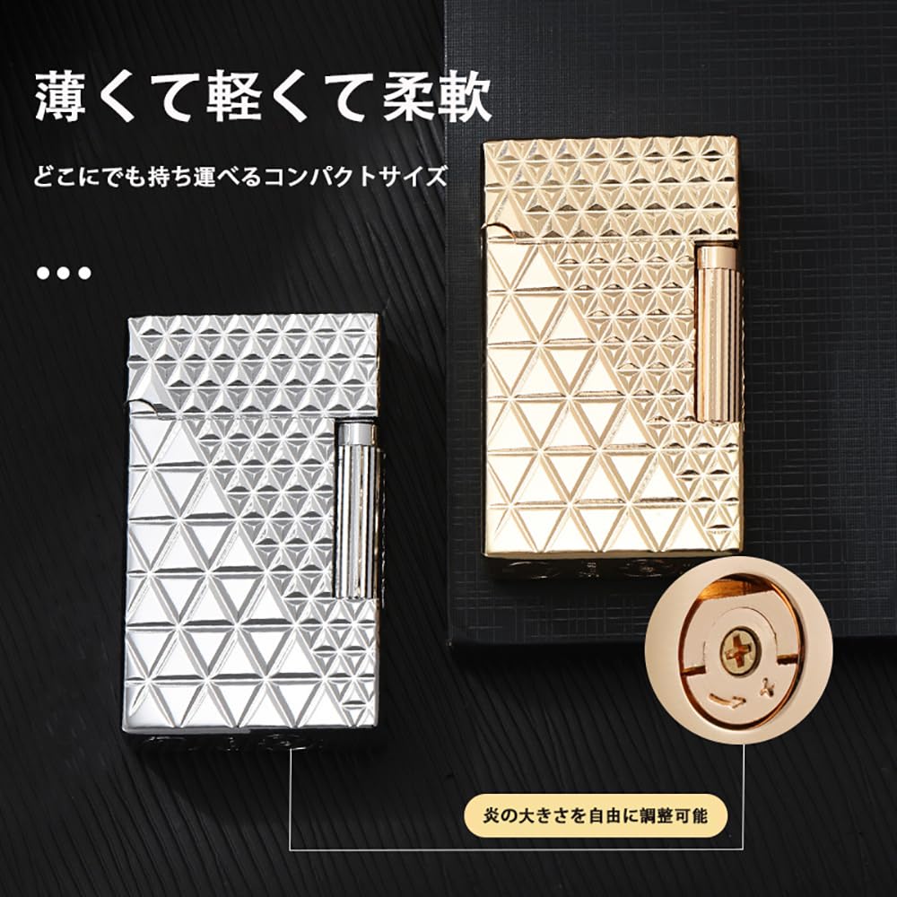 DERUI Classic Gas Lighter, Mechanical Metal Lighter Style, Stylish, Luxury Gift (Gas not included) (Black A)