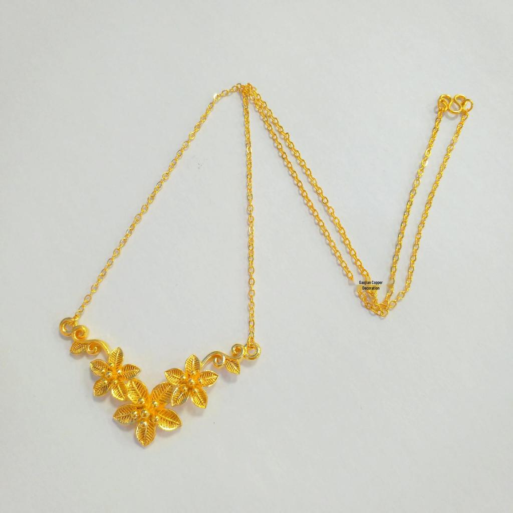 Zhou Family Happiness Bride Necklace—Vietnamese Sand Gold Imitation for Women, Integrated Chain, Together Forever Wedding Gift