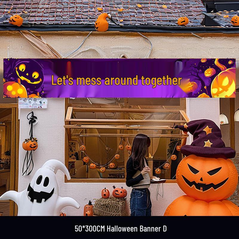 Halloween Pumpkin Banner: Outdoor Doorway & Wall Decor for Photo Props