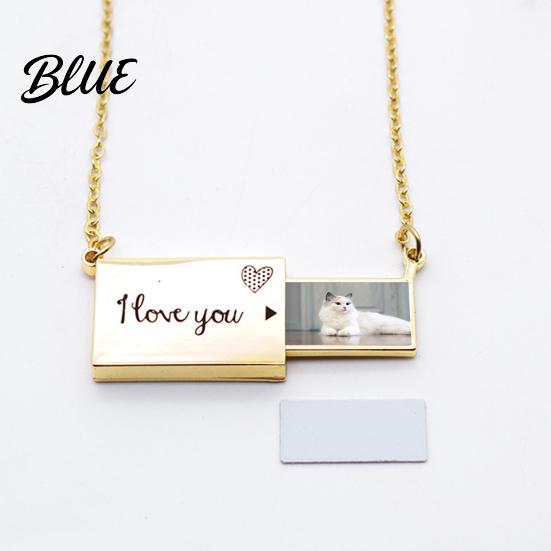 Rectangle Locket Pendant Necklace Photo Memory Alloy Keepsake Gift