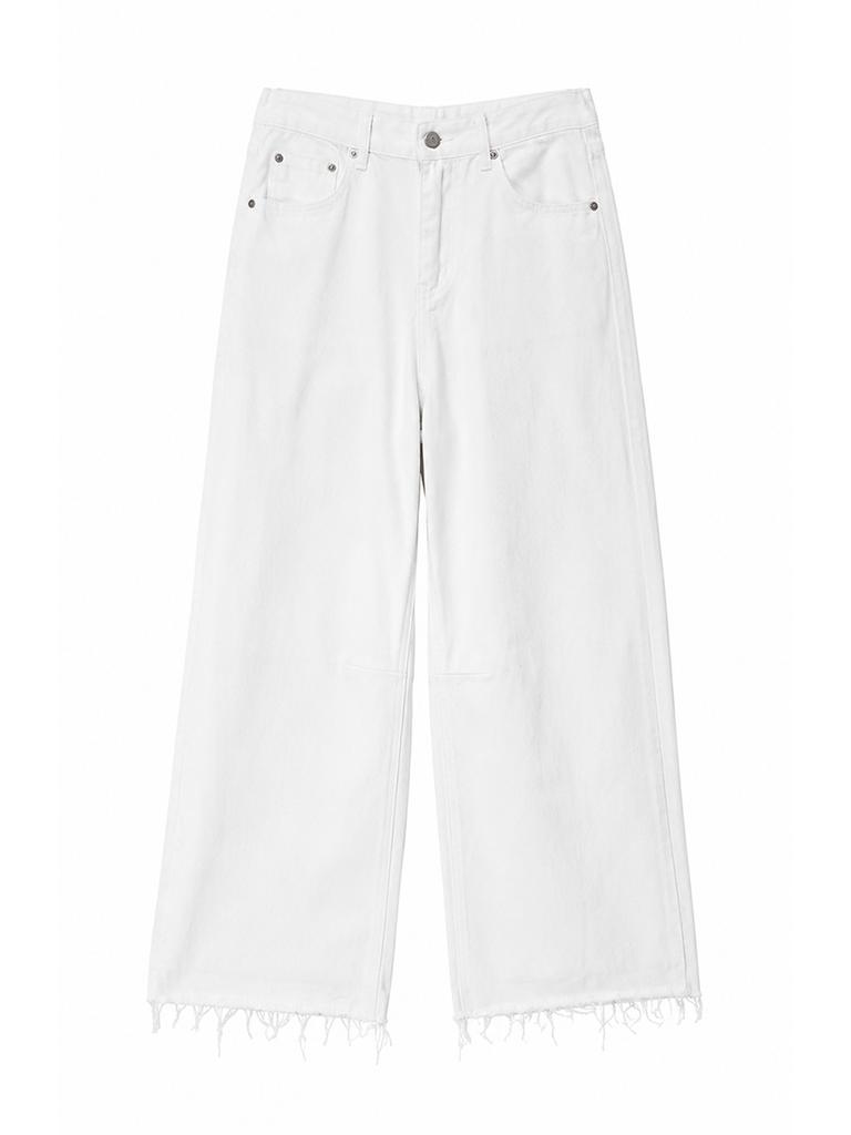 Chaenseseunoi Lument Balloon Fit Cut Cotton Pants (Beige/White)/W262Pt11