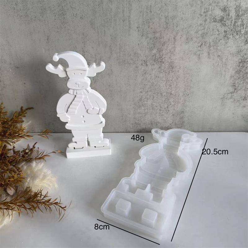 Christmas Elk Ornament Silicone Mold Diy Christmas Tree Snowman Santa Claus Plaster Resin Crafts Making Tools For Home Decor