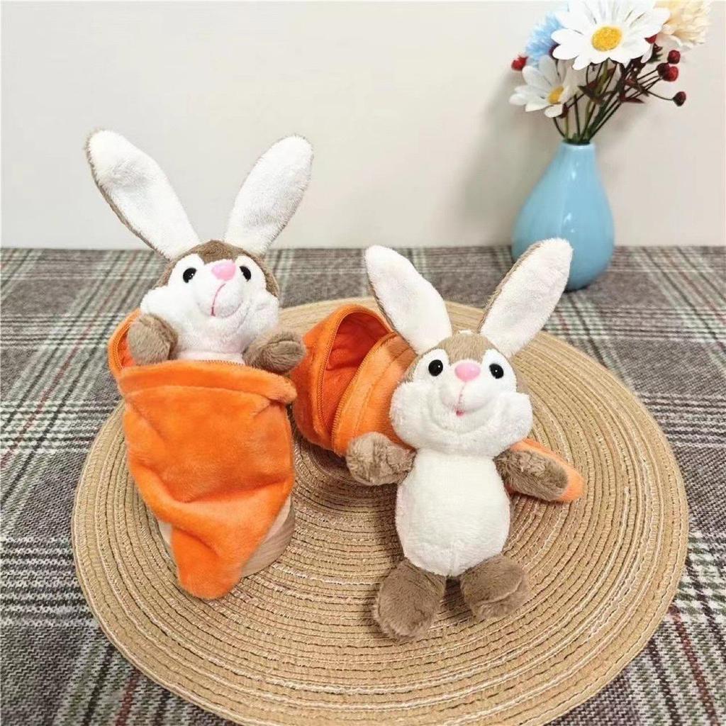 Adorable Carrot Rabbit Plush Keychain Charm - Cute Transformation Doll