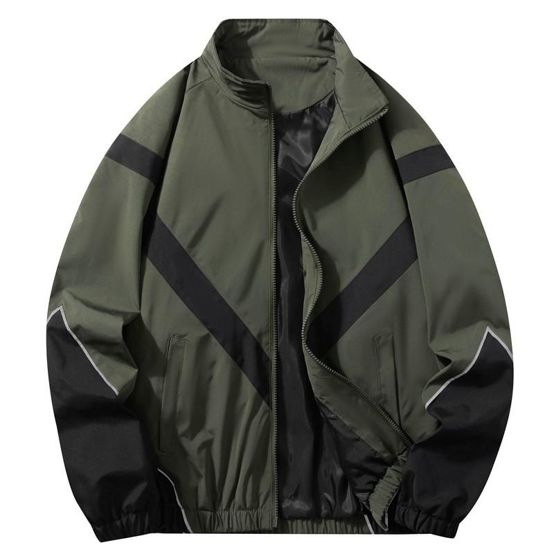 Mens Stand Collar Lightweight Windbreaker Jacket Fall 2026 Casual Sporty Outerwear Loose Fit Reflective Trim