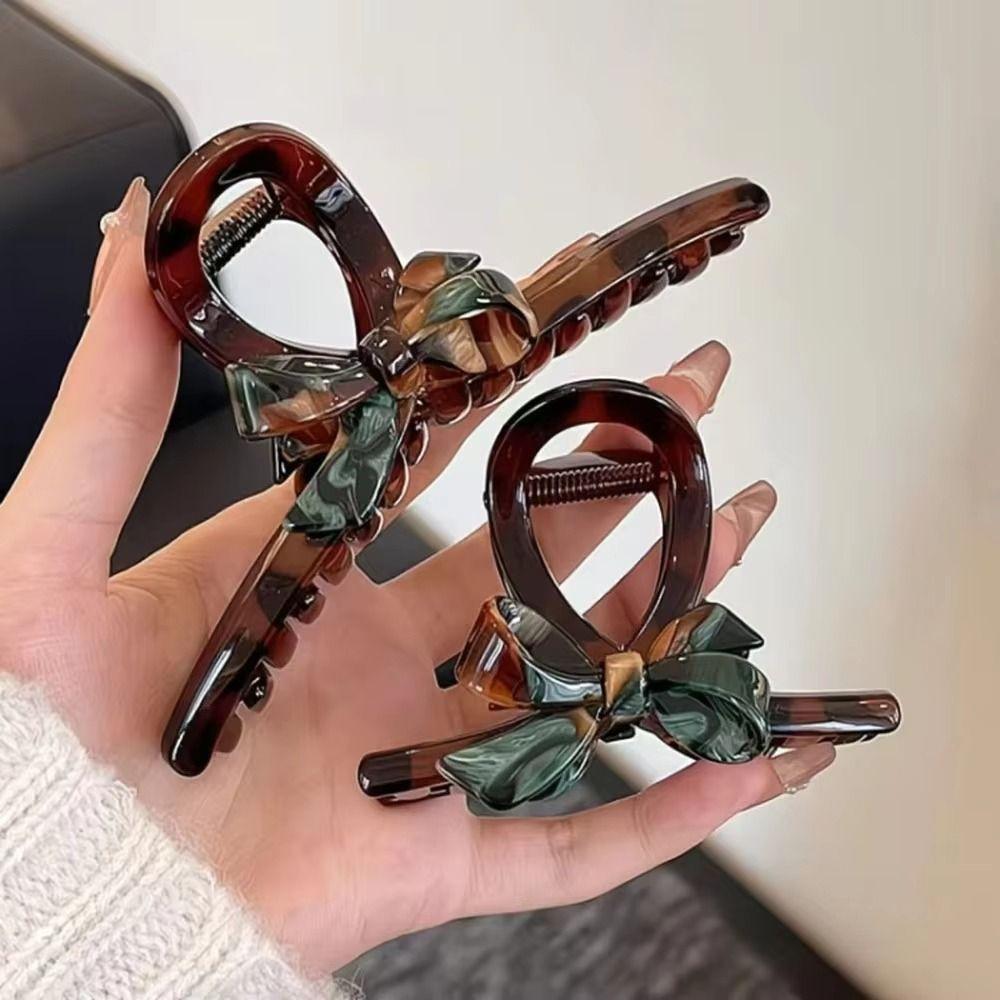 Elegant Acrylic Hair Claw Amber Hair Accessories Shark Hair Clip Enamel Painting Headwear Office