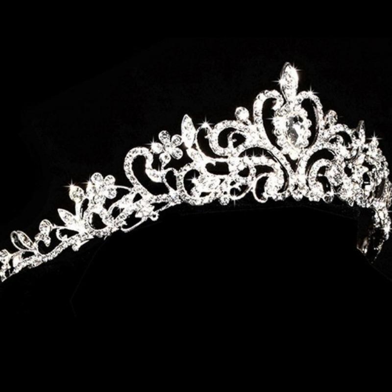 Brautkrone Tiara Krone Braut Hochzeit Zubehör Geburtstag Haar Zubehör Strass Kristall Tiara