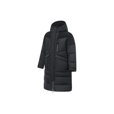 Sports Trend Series Spliced Loose Long Down Jacket Men Outerwear Black AYMT069-1