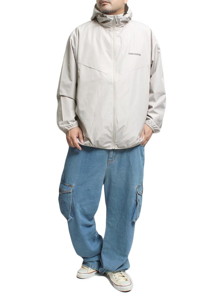 Converse Mountain Large Mesh Size Ivory Men's Parka, Size, Lining, Water-Repellent, Windproof, Windbreaker, 3L, (28)