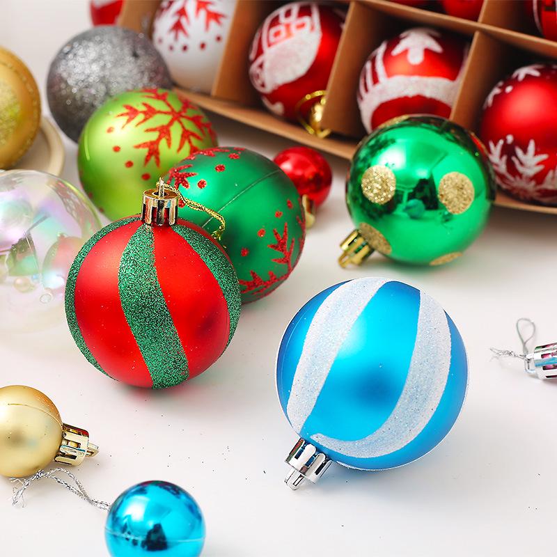 6CM Electroplated Irregular Painted Christmas Ball Ornaments Gift Box Set - Tree Hanging Decorations