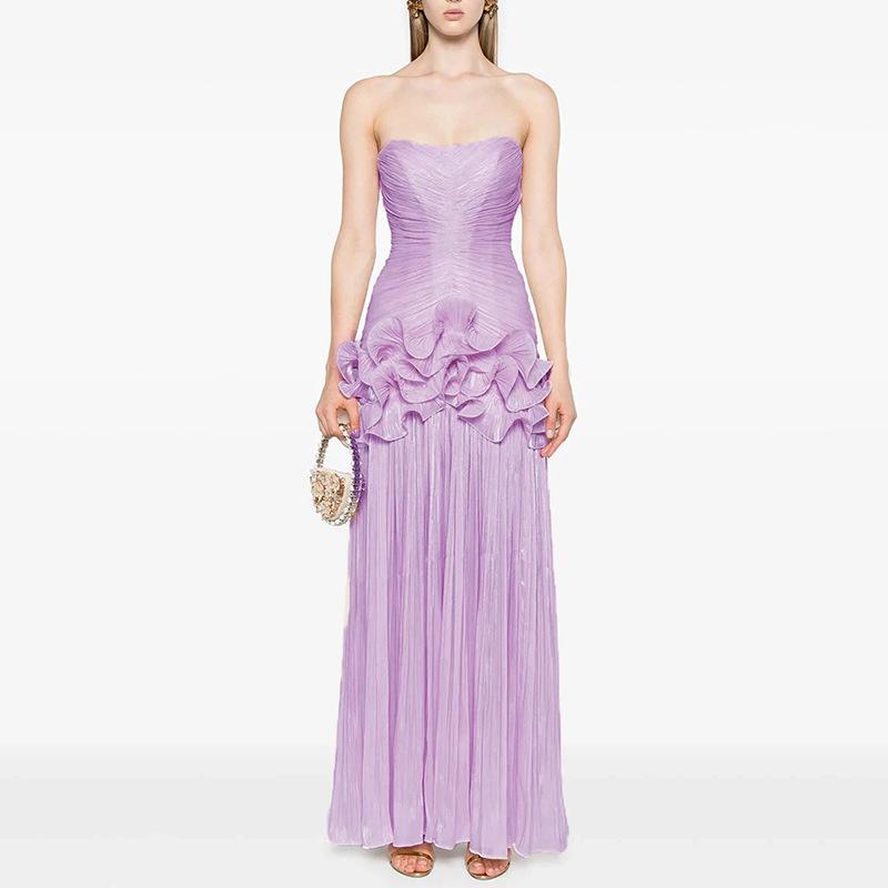 Ärmelloses Hochtaillen-Temperament-Schlauchtop mit plissiertem Abendkleid