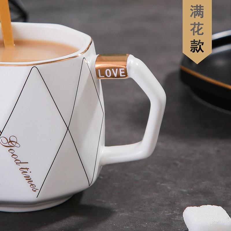 Creative ceramic cups and saucers luxury coffee cups set mugs Phnom Penh tray with spoon coffee cup