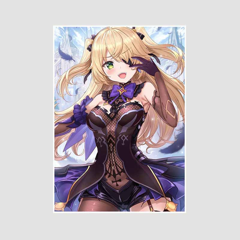 

Поп-игра Genshin Impact Poster Белая бумага Мультяшная фигурка Сяо Ху Тао Плакаты и принты Живопись Настенное искусство Декор Эстетическое милое украшение комнаты Фреска 42x30cm