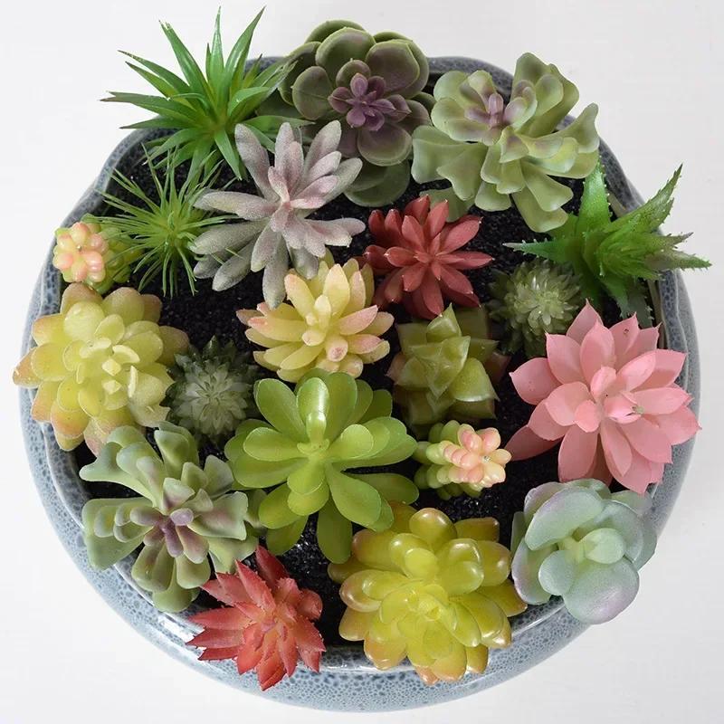 

1Pcs PVC Succulent Plant Fake Green Faux Succulent for Home Garden Small Bonsai Desktop Decor Flower Artificial Plant