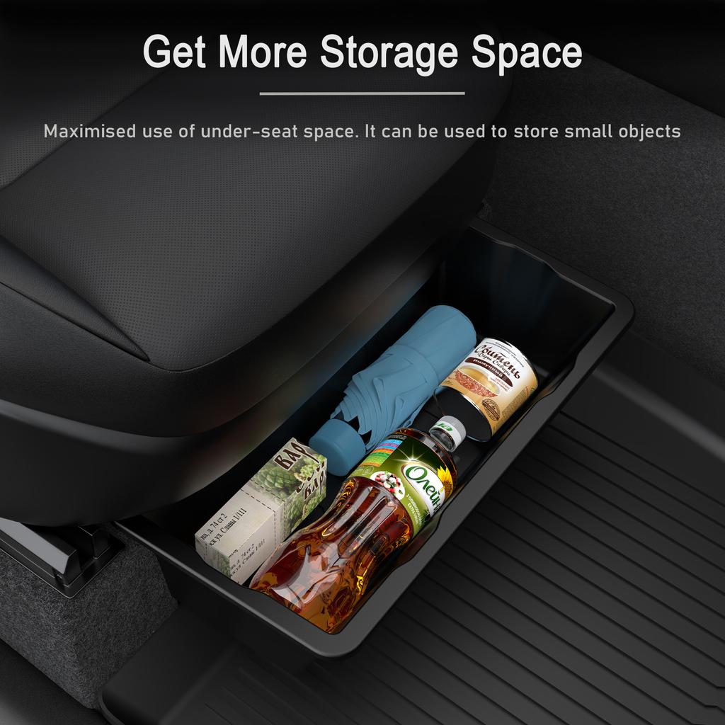TPE Under Seat Storage Box For Tesla Model Y Juniper 2026 Center Console Organizer Bin Front Backseat Bag Trash Tray Accessories