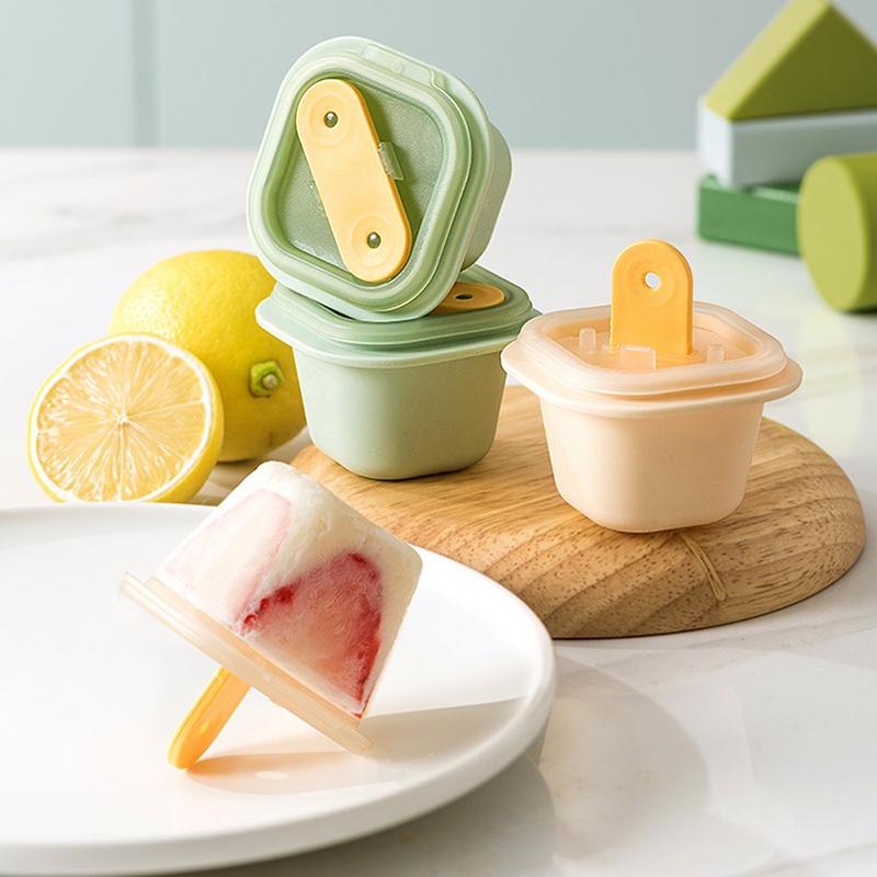 Square Ice Cube Molds Food Grade Silicone Ice Cream Mould Tray with Popsicle Stick Mini DIY Jelly Pudding Ice Ball Maker Tools