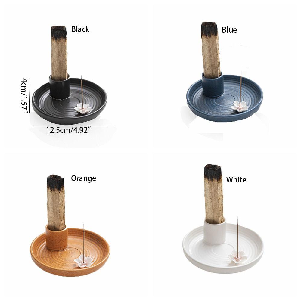 European Style Ceramic Aromatherapy Furnace Simple High-grade Round Sacred Wood Stand Unique Line Incense Holder Outdoor