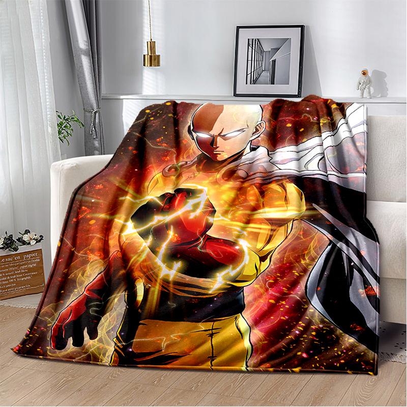 3D One Punch Man Saitama Cartoon Anime Soft Blanket,Soft Throw Blanket for Home Bedroom Bed Sofa Travel Cover Child Gift
