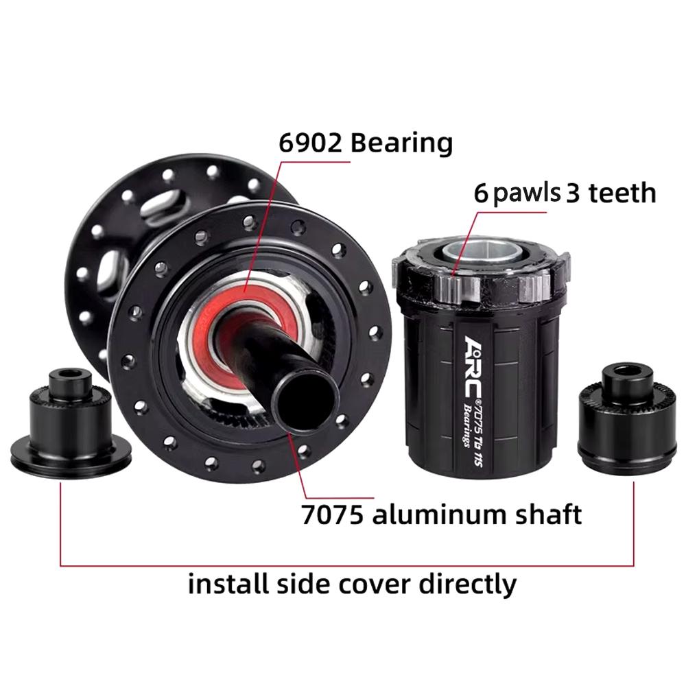 ARC MT039 Front Rear Bicycle Hub MTB Mountain Bike Hub 32H 6 Bolts Disc 135mm 142mm HG 8-11 XD MS 12 Speed 4 Bearing ARC Cube