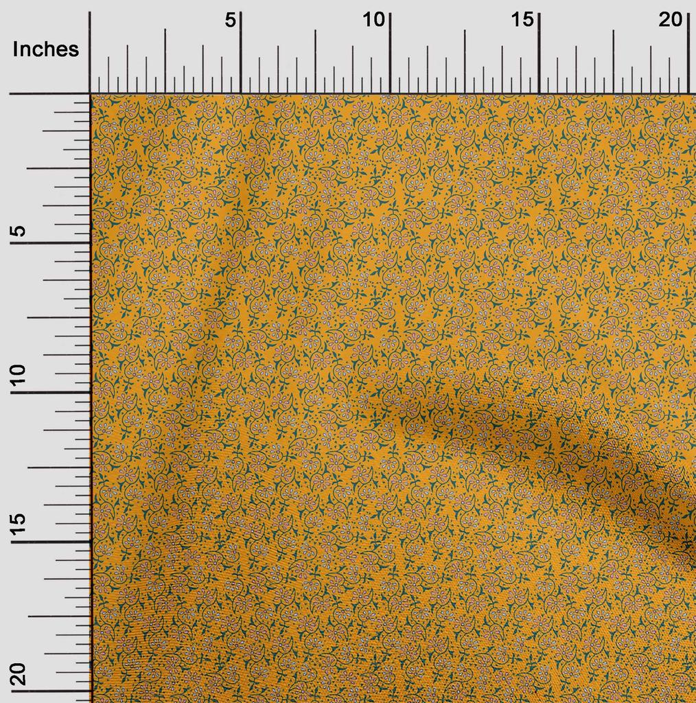 oneOone Cotton Flex Fabric Floral Block Print Fabric BTY 40 Inch Wide