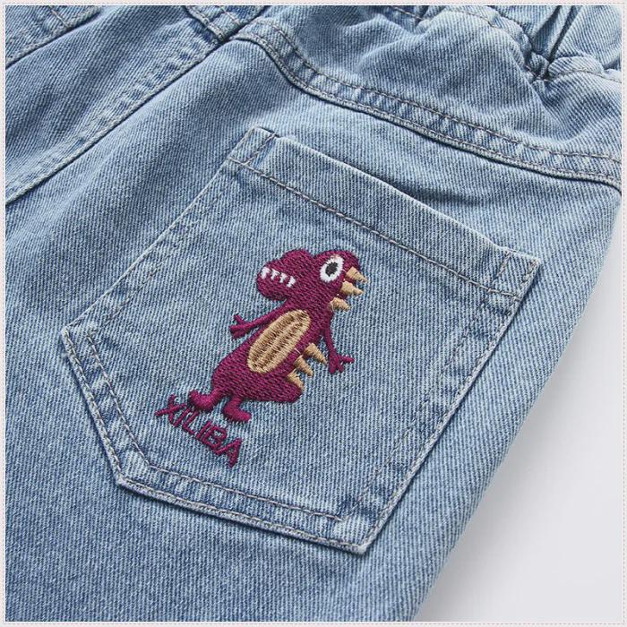 Children's Dinosaur Embroidered Denim Shorts - Summer Korean Style for Boys