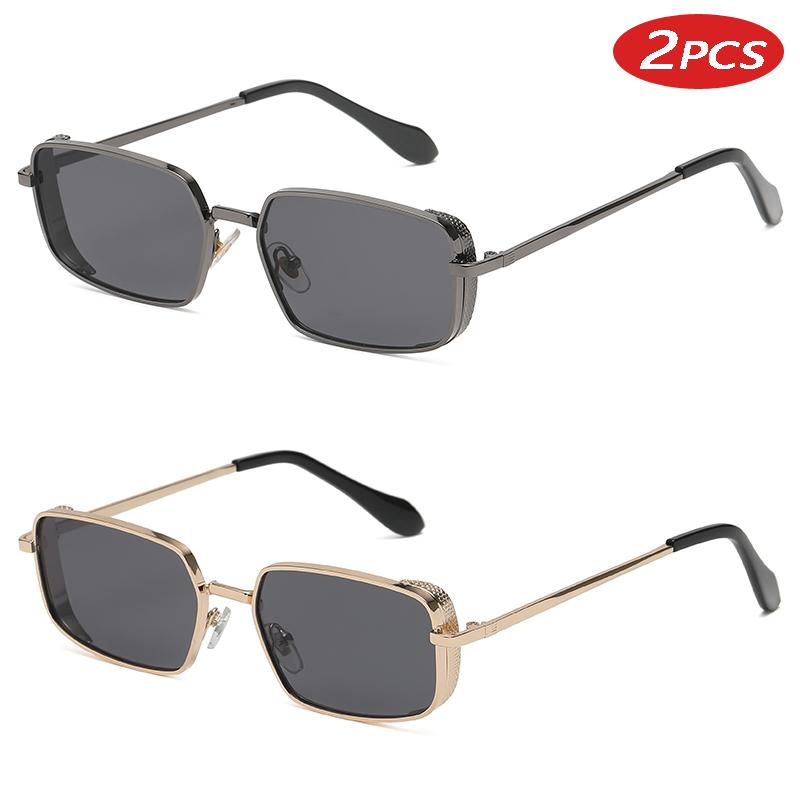 2pcs New Women Oval Sunglasses Casual Metal Sun Glasses Fashion Outdoor Retro Trend Street Eyewear High End Eyeglasses Uv400