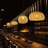 Bamboo Woven Pendant Light - Japanese Lantern for Dining, Restaurant, or Tea Room. Rattan Straw Hat Lampshade with New Chinese Art Design.