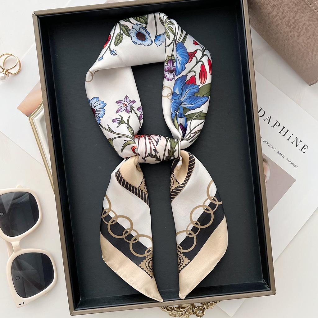 Small Fresh Literary Flowers Age-Reducing Simulation Silk Scarves Spring And Summer Women Go Out Windproof Neck Scarf