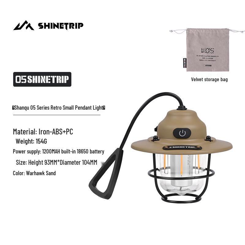 Retro Waterproof Pine Cone Camping Lamp with Tent Atmosphere & Night Light, Handheld Charging & Long Battery Life