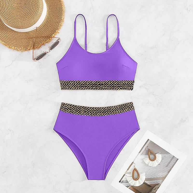 New Style High Waist Backless Bikini - Solid Color Women's Swimwear