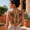 Temporary Tattoos Stickers Fake Body Arm Chest Shoulder Tattoos with Black Lace Flower