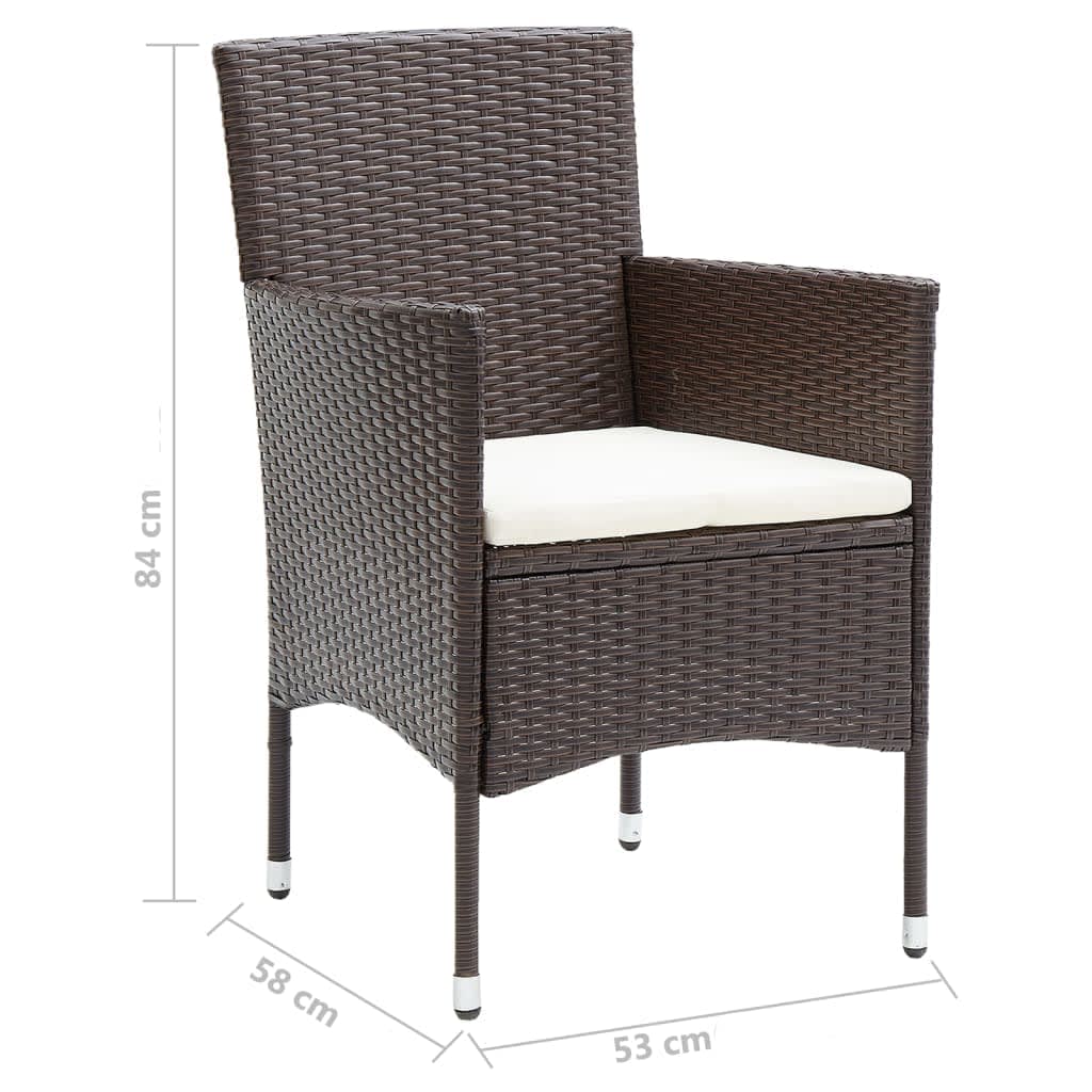 9 piece garden dining set with cushions poly rattan brown