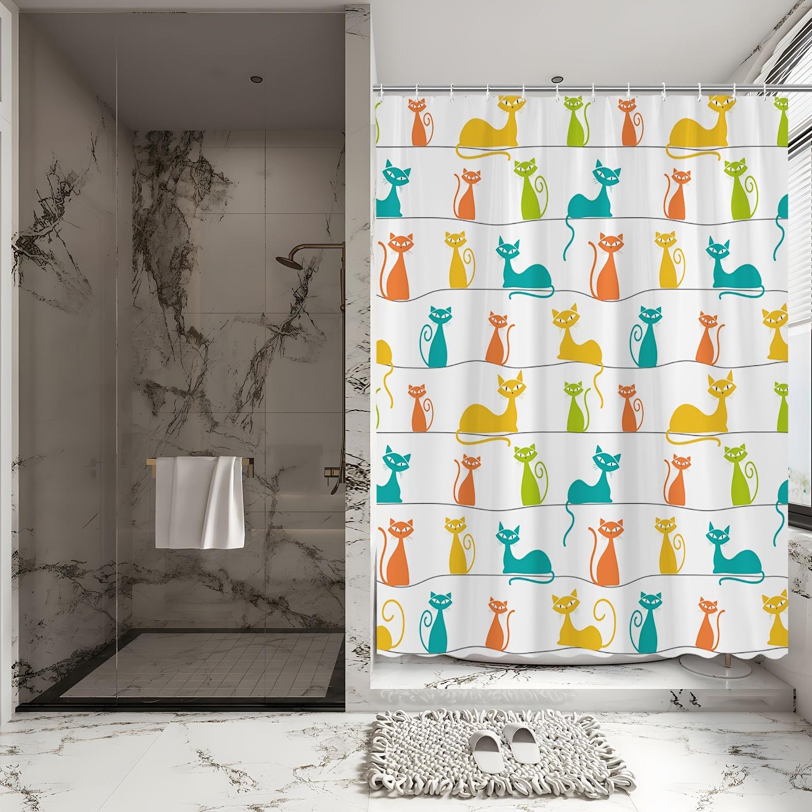 

Colorful Cats Shower Curtain - Fun Whimsical Theme For Bathroom Decor, Adds Playfulness Joy And Vibrant Charm To Your Space W60H190(CM)-1 Pcs