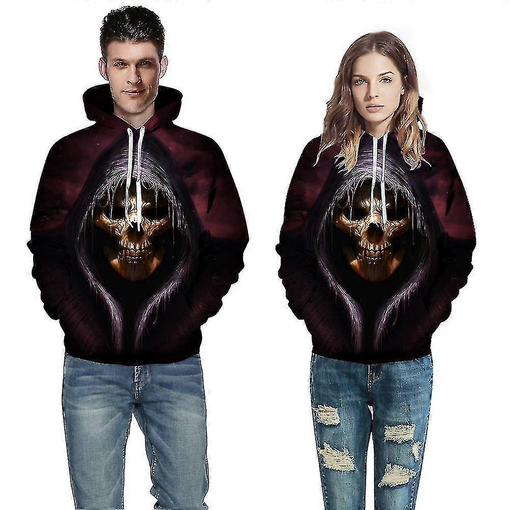 Skeleton Man In The Dark 3d Digital Print Couple Hoodie Autumn/winter Adult Jacket