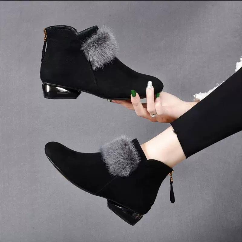 Women Boots Women's Winter Boots For Snow Slip On Ankle Boots With Fur Winter Shoes Women Keep Warm Short Boot Black