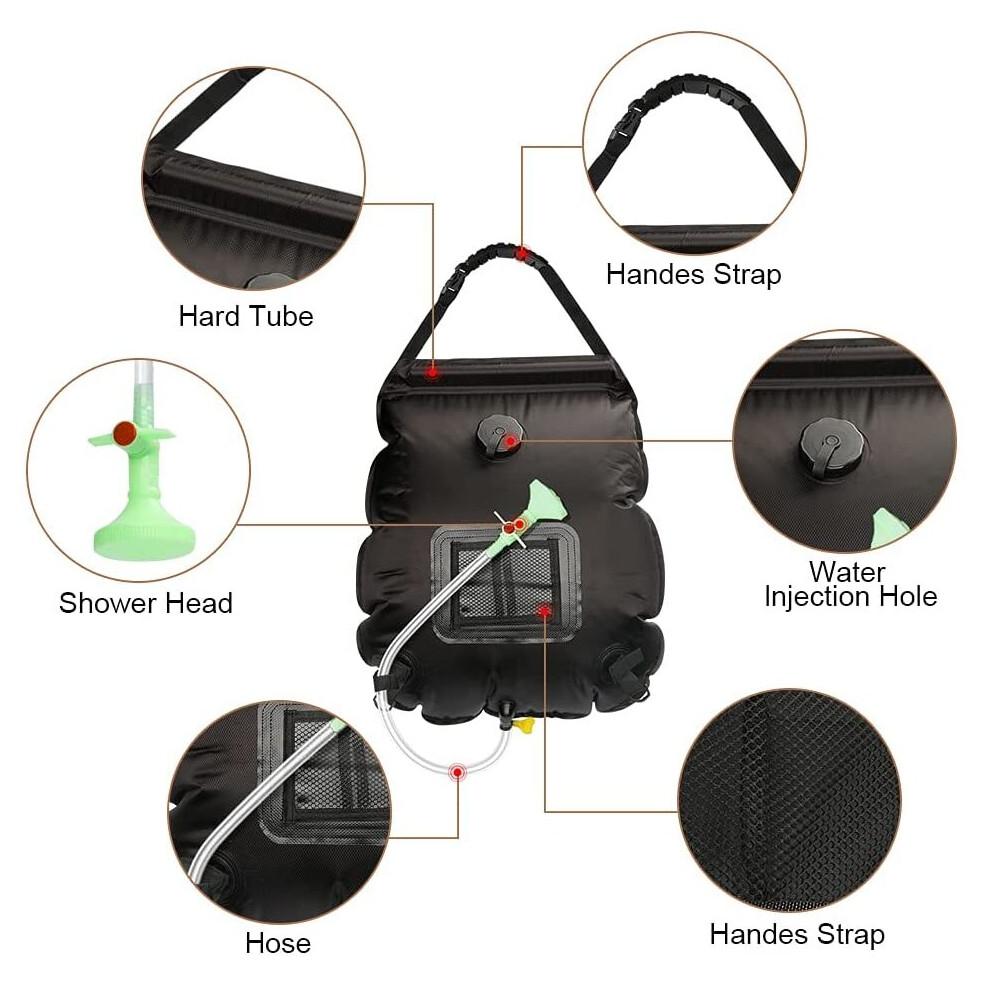 Solar Camping Shower Bag. Solar Shower Bag. Solar Camping Shower. Camping Shower Bag. Foldable Shower Bag. Switchable Shower Head