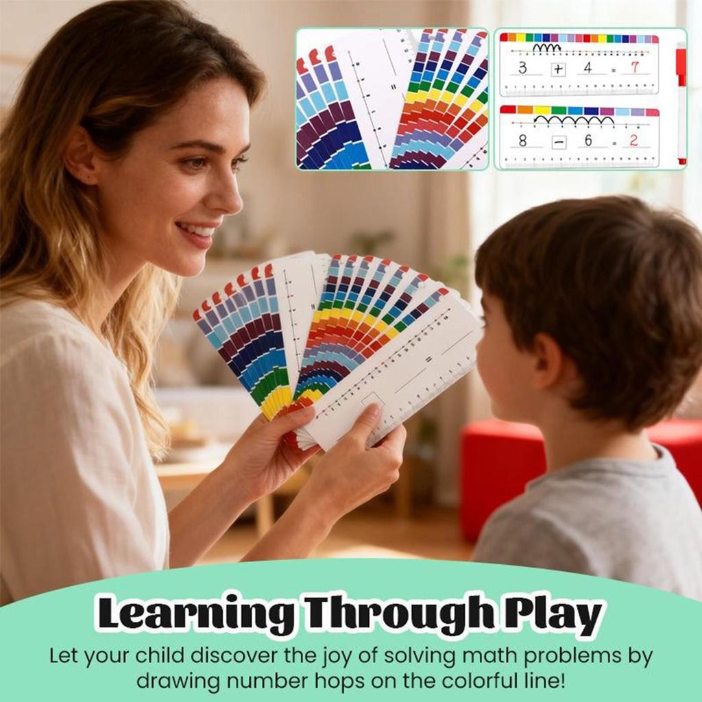 Ensemble de Mathématiques Ligne Numérique Effaçable Cartes Flash Double Face avec Anneau de Rangement pour l'Apprentissage de l'Addition et de la Soustraction à la Maison