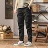 Working Pants for Men's Spring and Autumn Pure Cotton Wear-resistant Small Feet Tying Pants American Retro Multi-pocket Casual Pants Trousers
