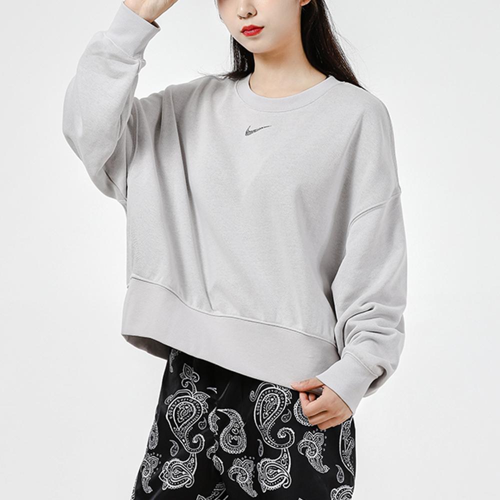 Nike Loose-Fit Sport Pullover Sweatshirt Women Tops Grey DJ6938-094