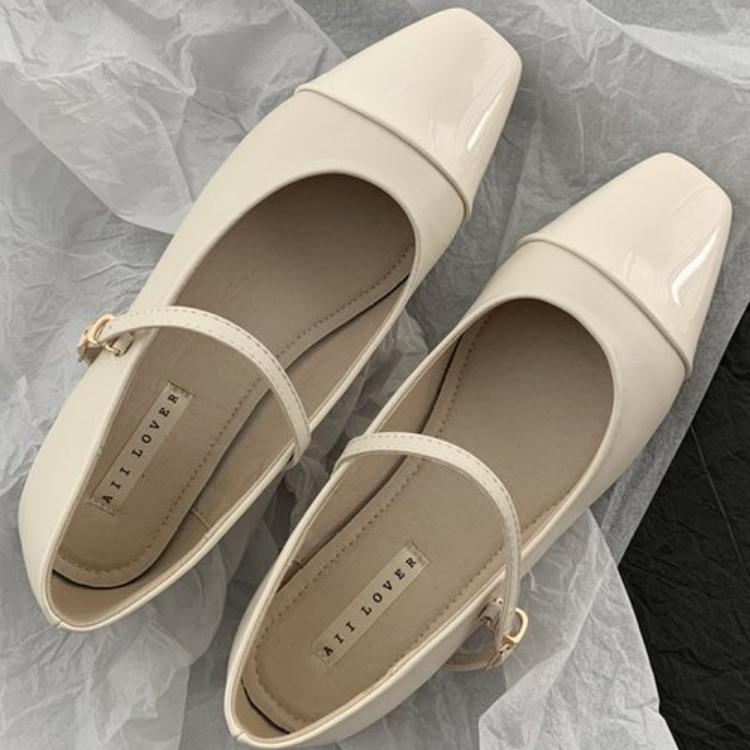 Women Flats 2024 Spring Autumn New Mary Jane Shoes Female Retro Square Toe Shallow Mouth Buckle Flat Shoes Ballet Shoes