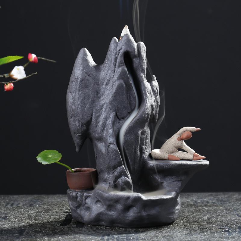 

Ceramics Backflow Incense Burner Little Monk High Mountain Flowing Water FurnishingHome Ornaments Incense Burner жовтий