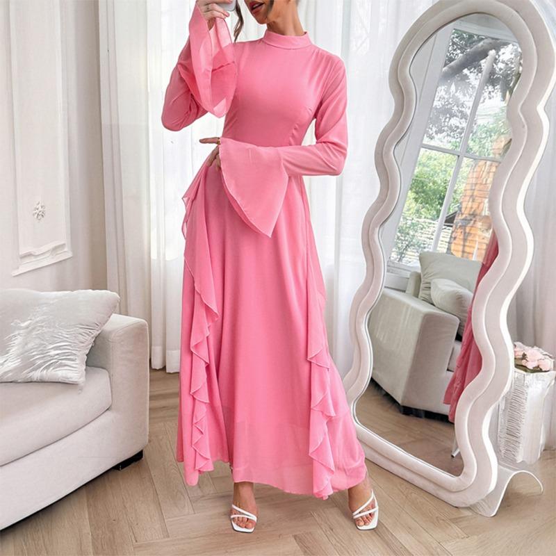 

Элегантное и стильное платье с круглым вырезом для женщин на весну и лето M розовый