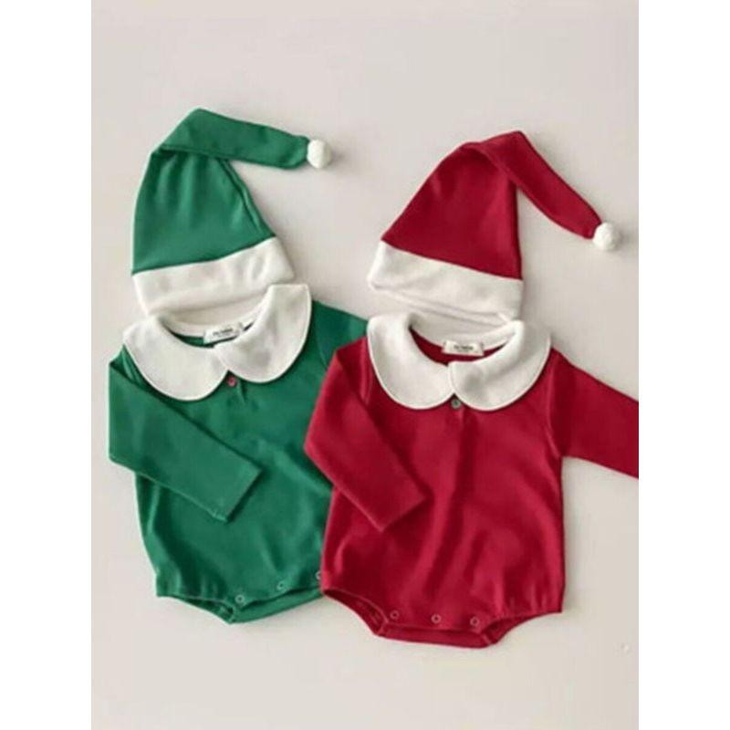 Baby Christmas Clothes, Winter Fleece Version, Red Christmas Romper Jumpsuit Set for Boys and Girls