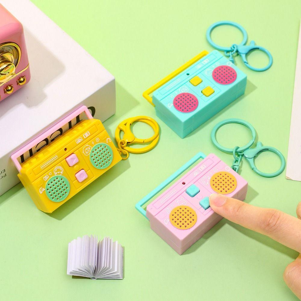 Retro Radio Shape Keychain Bag Hanging Tape Recorder Pendant Small Speaker Key Holder  Woman