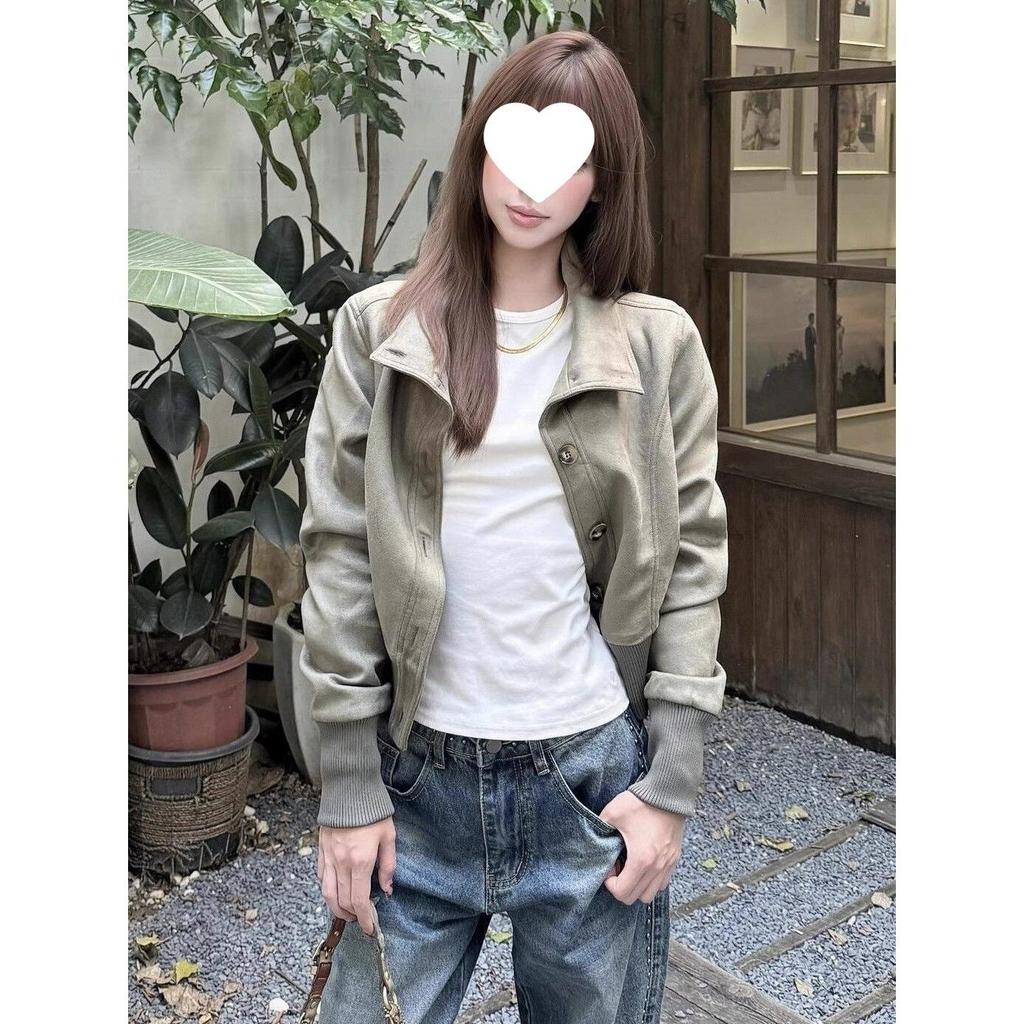 Retro American High Street Edgy Spring-Autumn Slimming Casual Jacket