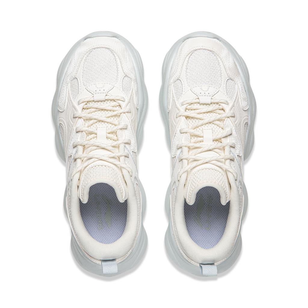 Li Ning Cloud Cushioning Slip Resistant Abrasion Resistant Lightweight Low top Casual Shoes Women's Mist White AGCW104-2