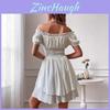 Abito estivo classico con balze e maniche a sbuffo per abbigliamento casual da donna