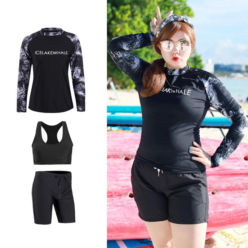 Women s Plus Size Long Sleeve Surfing Swimsuit - Slimming, Tummy Concealing, Sun Protective. 4XL